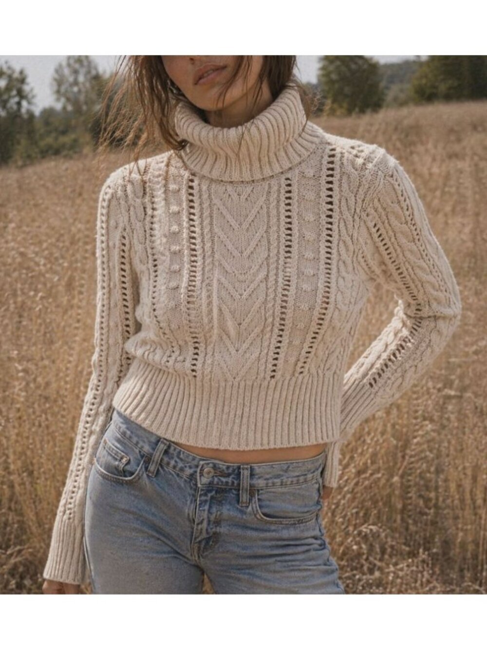 Rag & Bone Elizabeth Turtleneck Sweater Size L Ivory Wool Blend